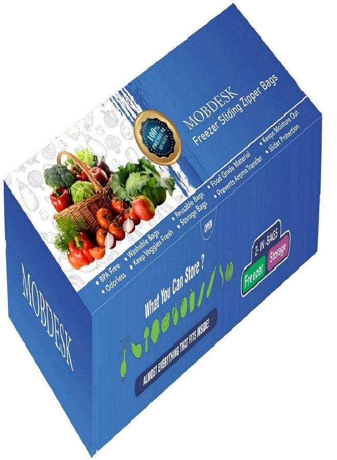 موبديسك مجموعة أكياس تخزين متعددة الأغراض من موب ديسك، مزودة بسحاب وقفل منزلق، مثالية للخضراوات والثلاجة، قابلة لإعادة الاستخدام والإغلاق بقفل منزلق، (عبوة من 5 أكياس) - Ur-104 - Image 1